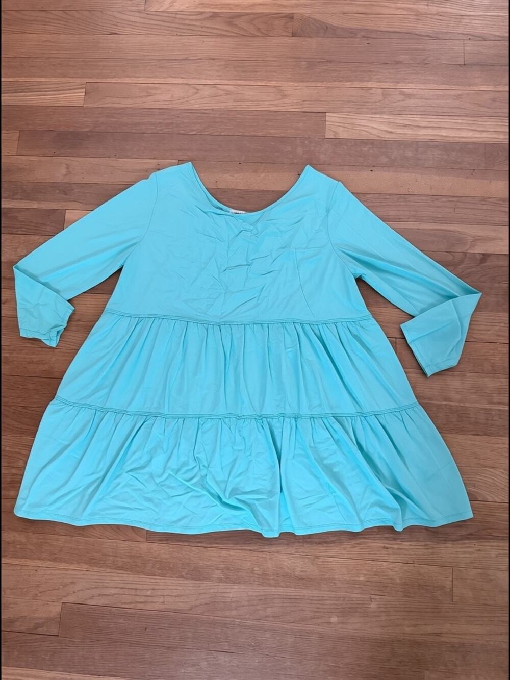 MISSLOOK Women's Aqua Blue Mini Tiered Babydoll Dress - Size L
 b4